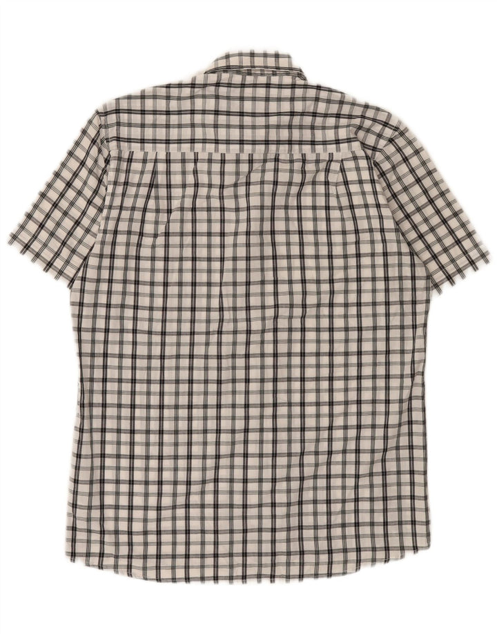 Pierre Cardin Mens Short Sleeve Regular Fit Shirt Medium White Check