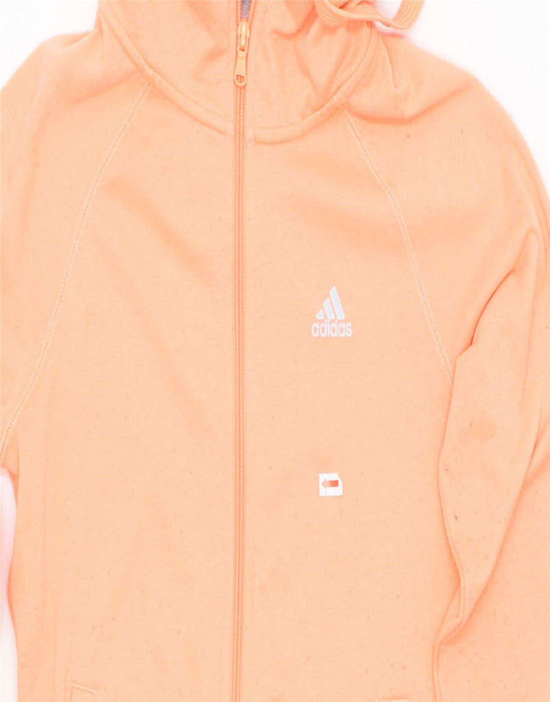 ADIDAS Womens Zip Hoodie Sweater UK 6 XS Orange Polyester | Vintage | Thrift | Second-Hand | Used Clothing | Messina Hembry 