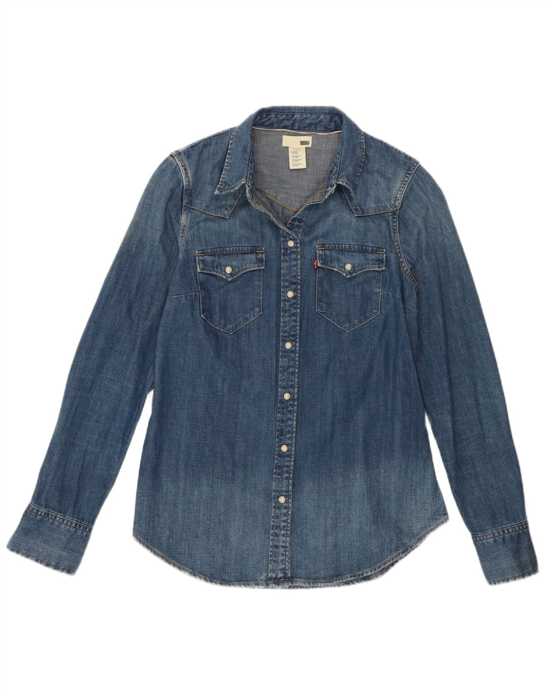 Levi's Womens Denim Shirt UK 10 Small Blue Cotton