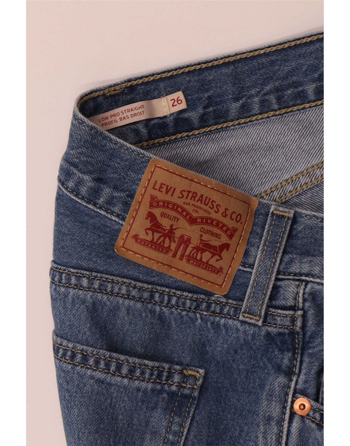 Levi's Womens Straight Jeans W26 L30 Blue Cotton