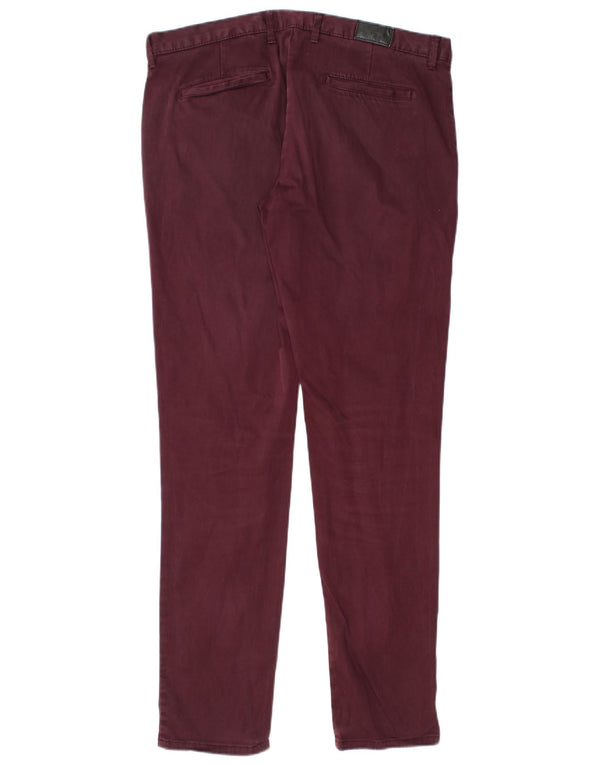 Zara Mens Slim Chino Trousers EU 42 Large W32 L32 Burgundy Cotton