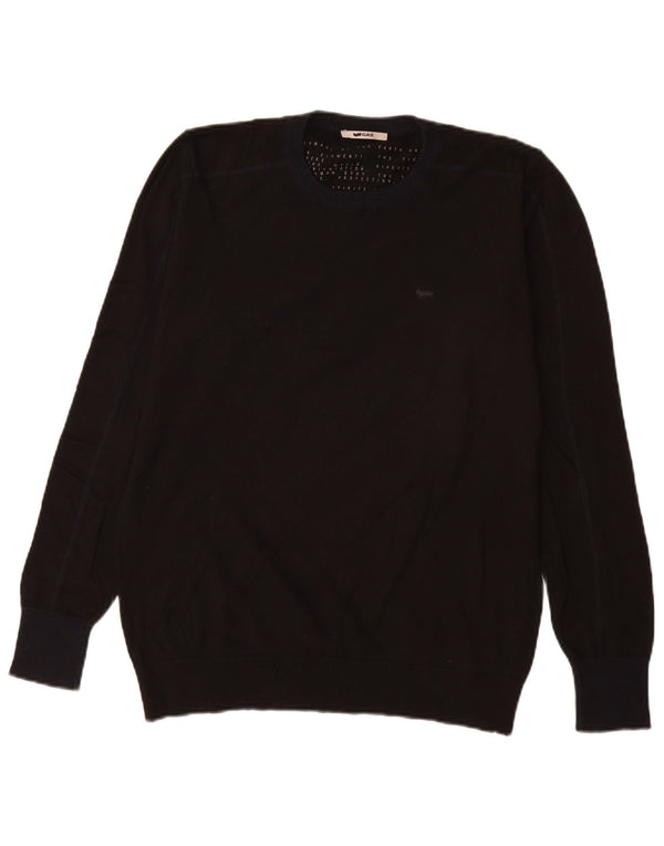 Gas Mens Crew Neck Jumper Sweater Medium Black Cotton