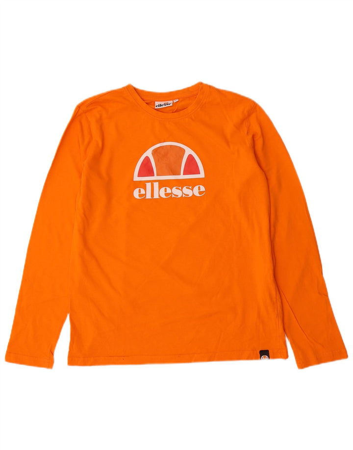 Ellesse Boys Graphic Top Long Sleeve 13-14 Years Orange Cotton