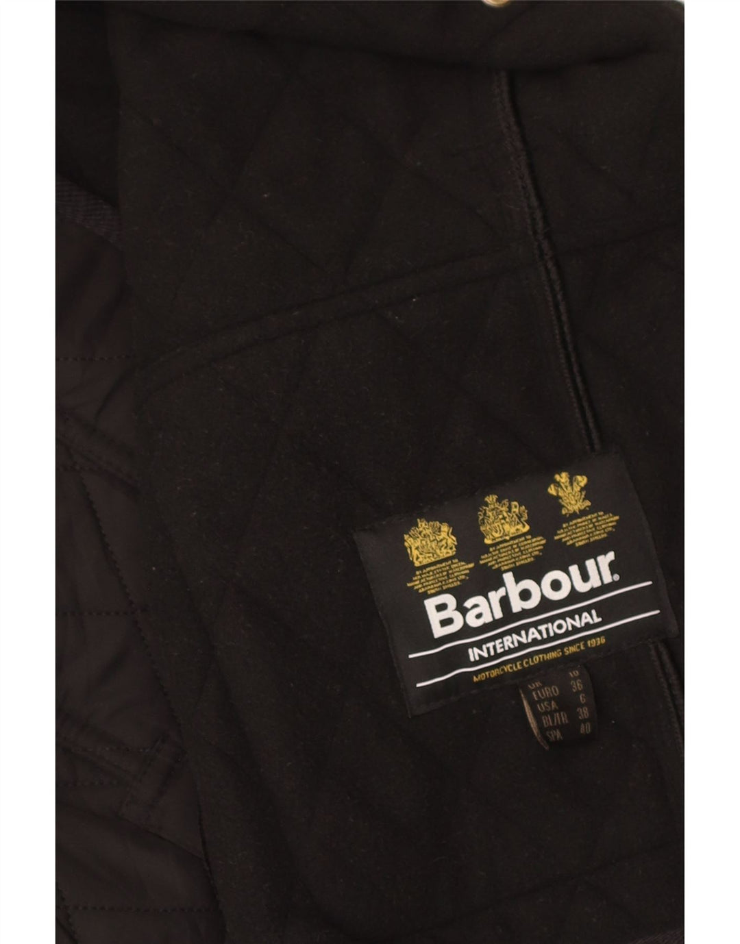 Barbour Womens Military Quilted Jacket UK 10 Small Black Polyester