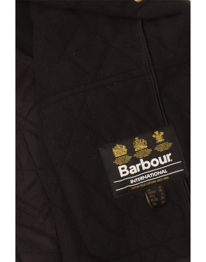Barbour Womens Military Quilted Jacket UK 10 Small Black Polyester