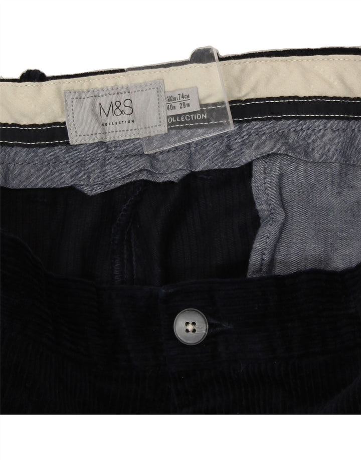 MARKS & SPENCER Mens Slim Corduroy Trousers W40 L29 Navy Blue Vintage Marks & Spencer and Second-Hand Marks & Spencer from Messina Hembry 