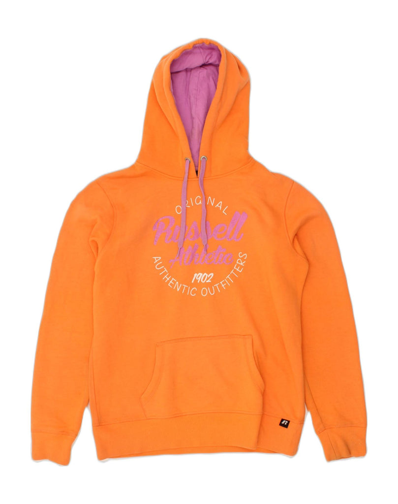 RUSSELL ATHLETIC Boys Graphic Hoodie Jumper 13-14 Years Orange Cotton | Vintage Russell Athletic | Thrift | Second-Hand Russell Athletic | Used Clothing | Messina Hembry 