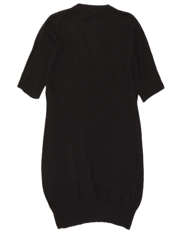 ZARA Womens Short Sleeves Jumper Dress UK 10 Small Black Silk