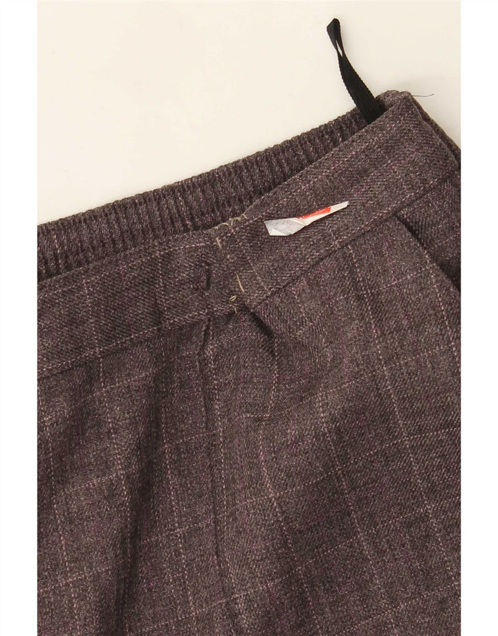 Marks & Spencer Womens Short Tapered Trousers W34 L26 Purple Check