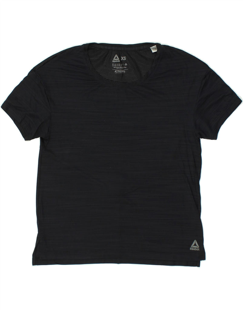 REEBOK Womens T-Shirt Top UK 4/6 XS Black Polyester | Vintage Reebok | Thrift | Second-Hand Reebok | Used Clothing | Messina Hembry 