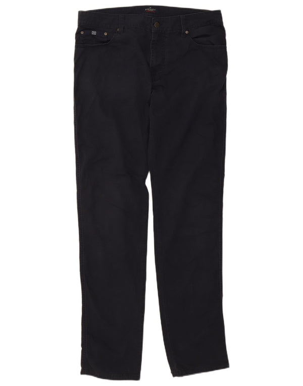 Hackett Mens Straight Casual Trousers W34 L34 Navy Blue Cotton