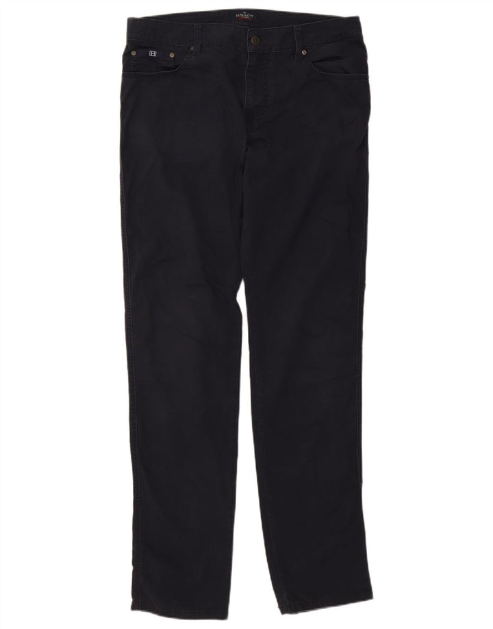 Hackett Mens Straight Casual Trousers W34 L34 Navy Blue Cotton