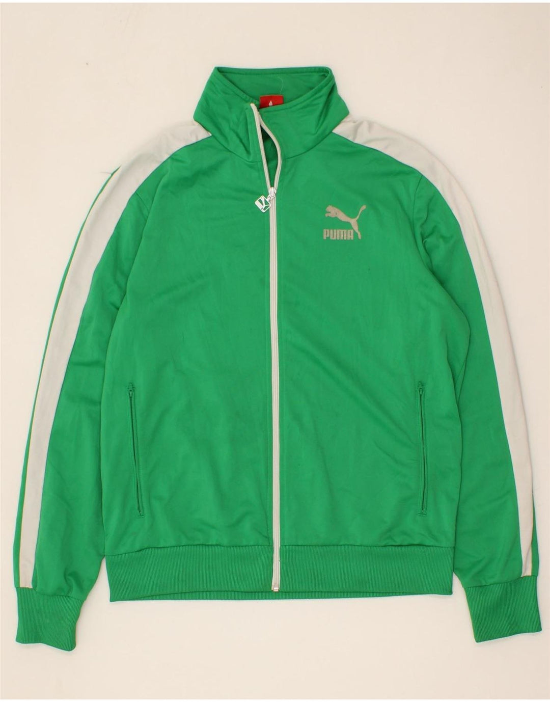 PUMA Mens Tracksuit Top Jacket Large Green Polyester