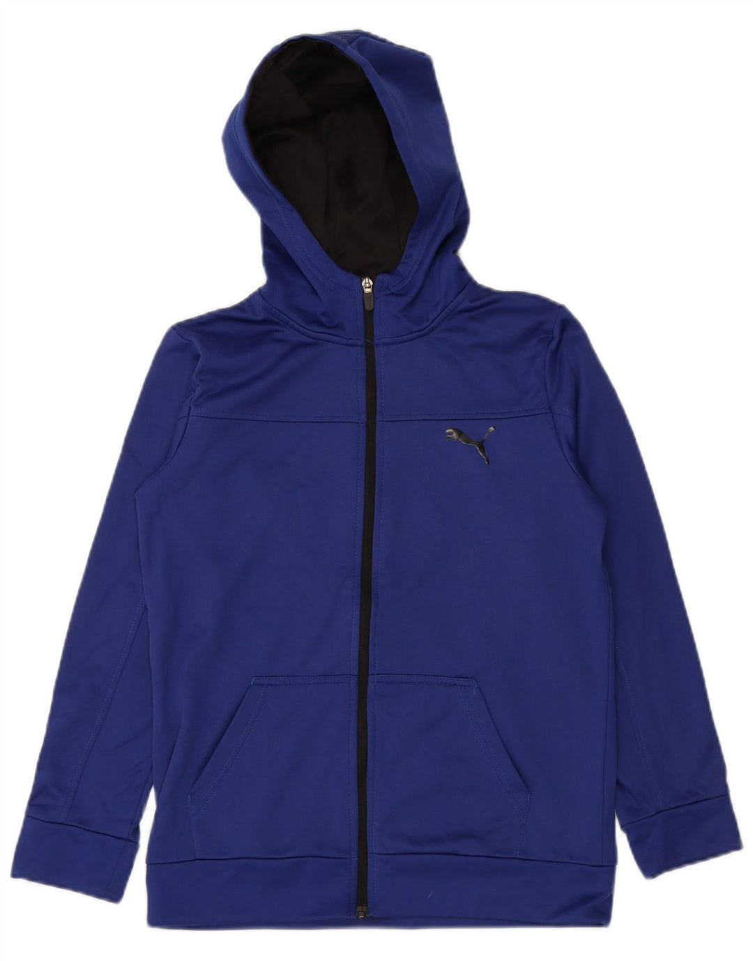 PUMA Boys Zip Hoodie Sweater 14-15 Years Large Navy Blue Polyester