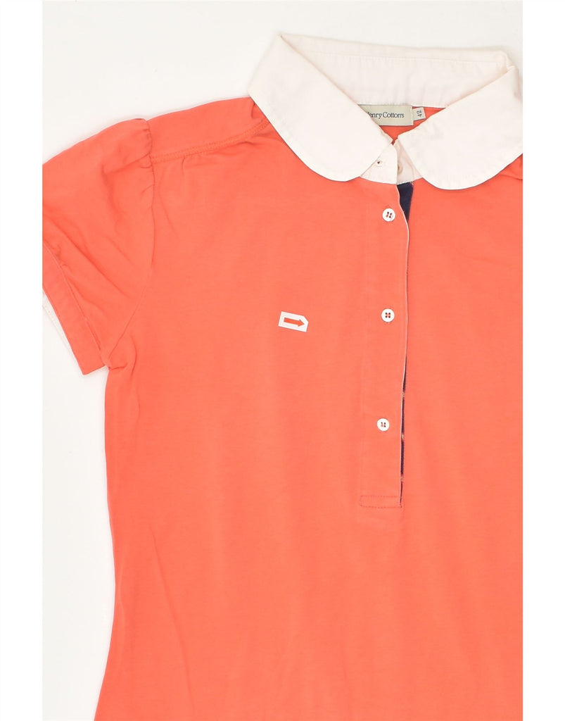 HENRY COTTONS Womens Polo Shirt IT 42 Medium Orange Cotton | Vintage Henry Cottons | Thrift | Second-Hand Henry Cottons | Used Clothing | Messina Hembry 