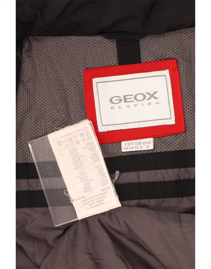 GEOX RESPIRA Womens Hooded Windbreaker Coat UK 6 XS Black Polyamide