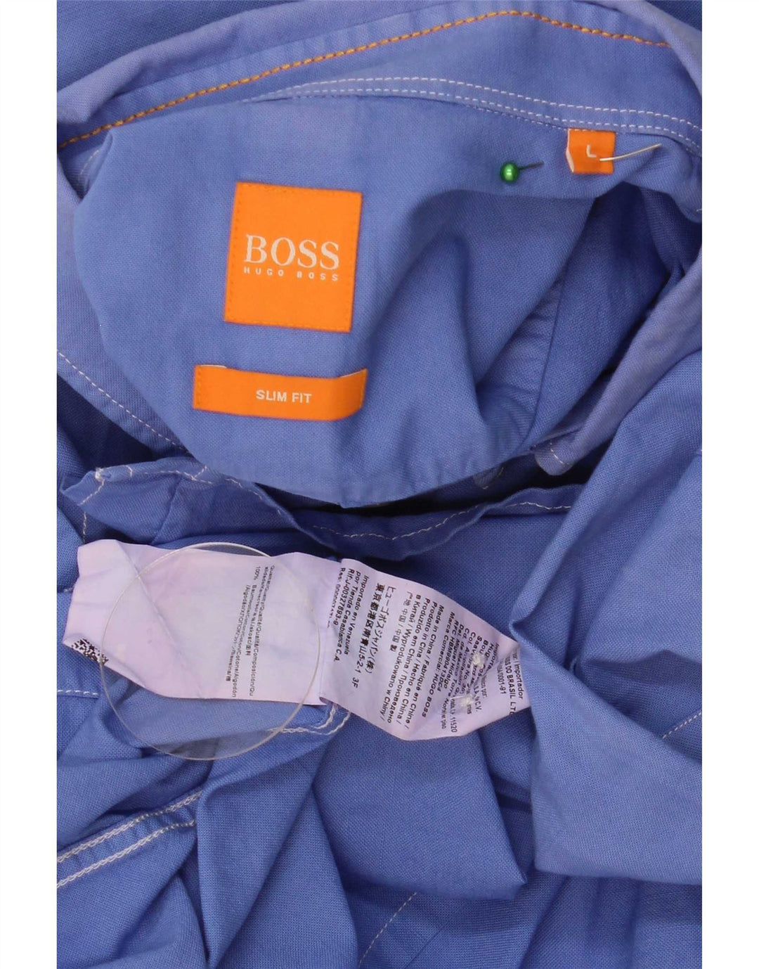 Hugo Boss Mens Slim Fit Shirt Large Blue Cotton