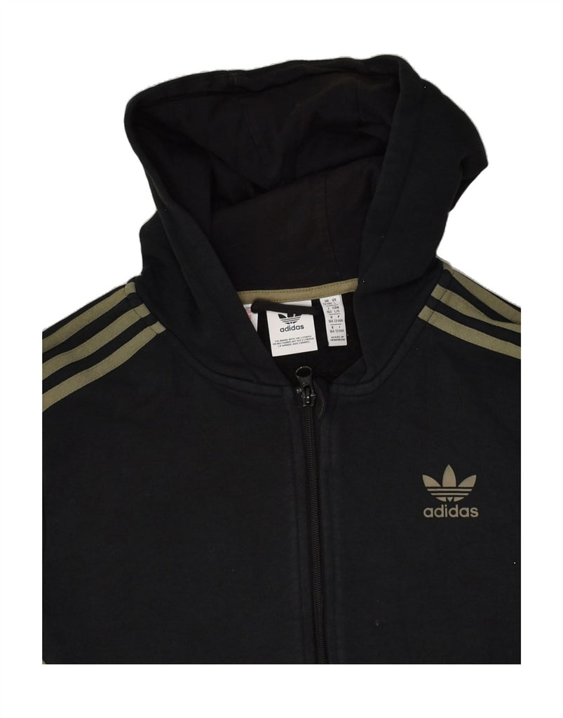 ADIDAS Boys Zip Hoodie Sweater 13-14 Years Black Colourblock Cotton | Vintage Adidas | Thrift | Second-Hand Adidas | Used Clothing | Messina Hembry 