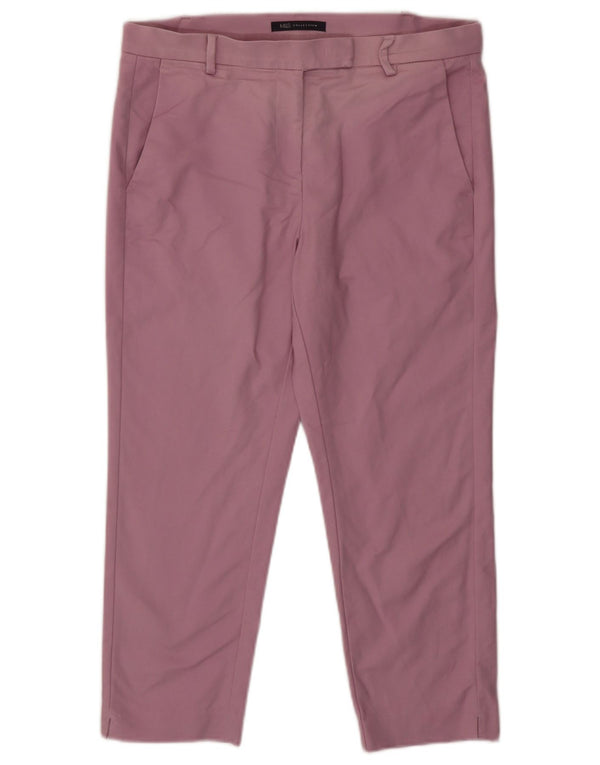 Marks & Spencer Womens Crop Chino Trousers UK 12 Medium W32 L23 Pink Cotton