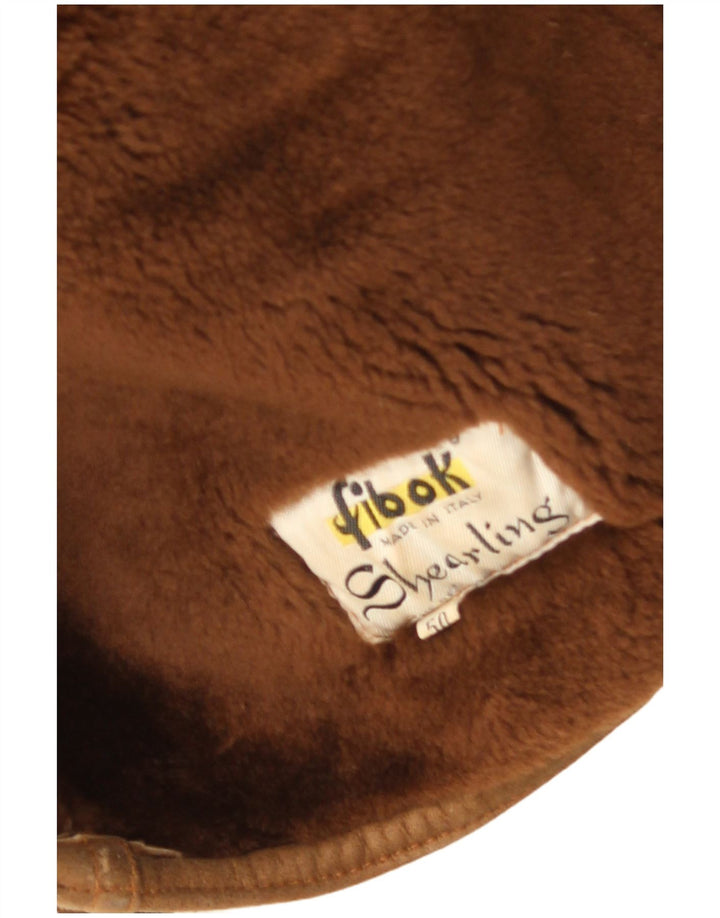 Fibok Womens Oversized Shearling Jacket IT 50 XL Brown Shearling