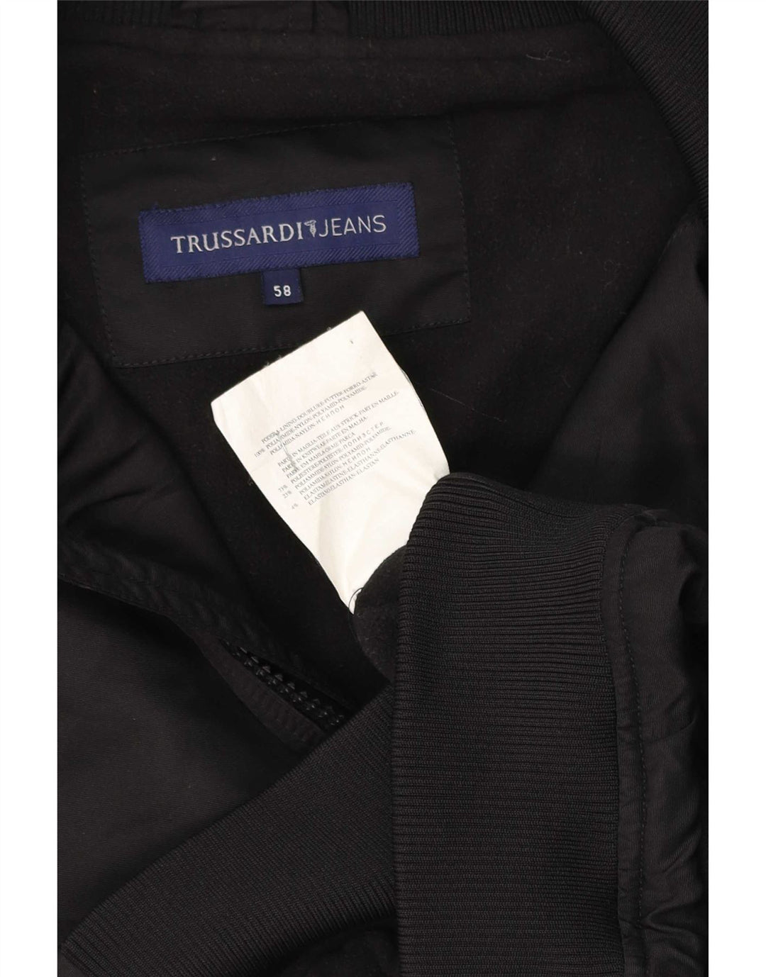 Trussardi Jeans Mens Bomber Jacket IT 58 4XL Black Polyester