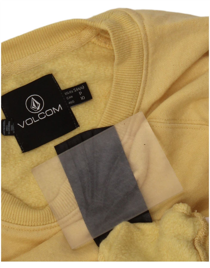 Volcom Womens Graphic Oversized Sweatshirt Jumper US 4/6 Small Yellow