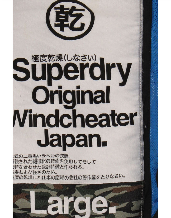 SUPERDRY Mens Windcheater Windbreaker Jacket UK 40 Large Black Nylon