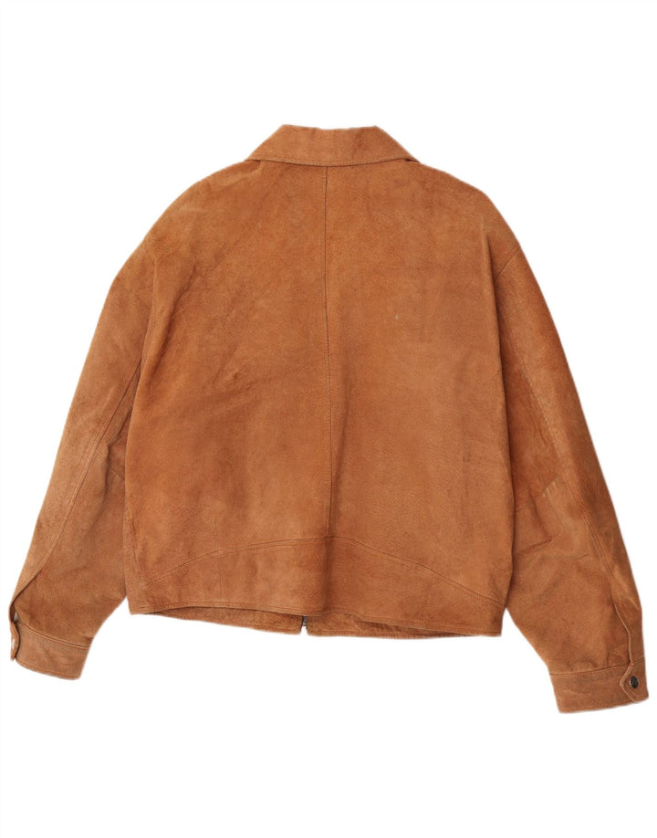 Alan Gordon Womens Suede Bomber Jacket UK 14 Large Beige Leather