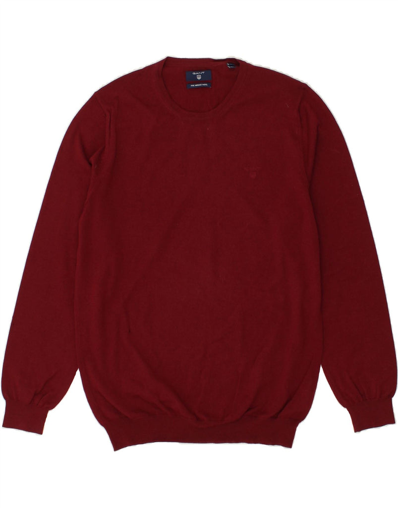 GANT Mens Crew Neck Jumper Sweater Medium Red Merino Wool Vintage Gant and Second-Hand Gant from Messina Hembry 