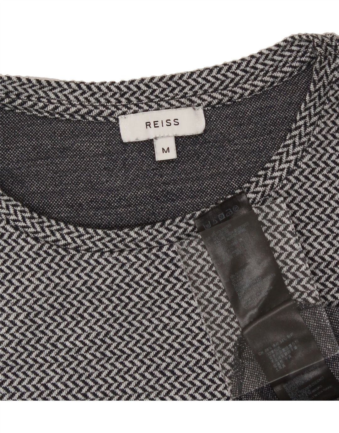 REISS Mens T-Shirt Top Medium Grey Herringbone Polyester Vintage Reiss and Second-Hand Reiss from Messina Hembry 