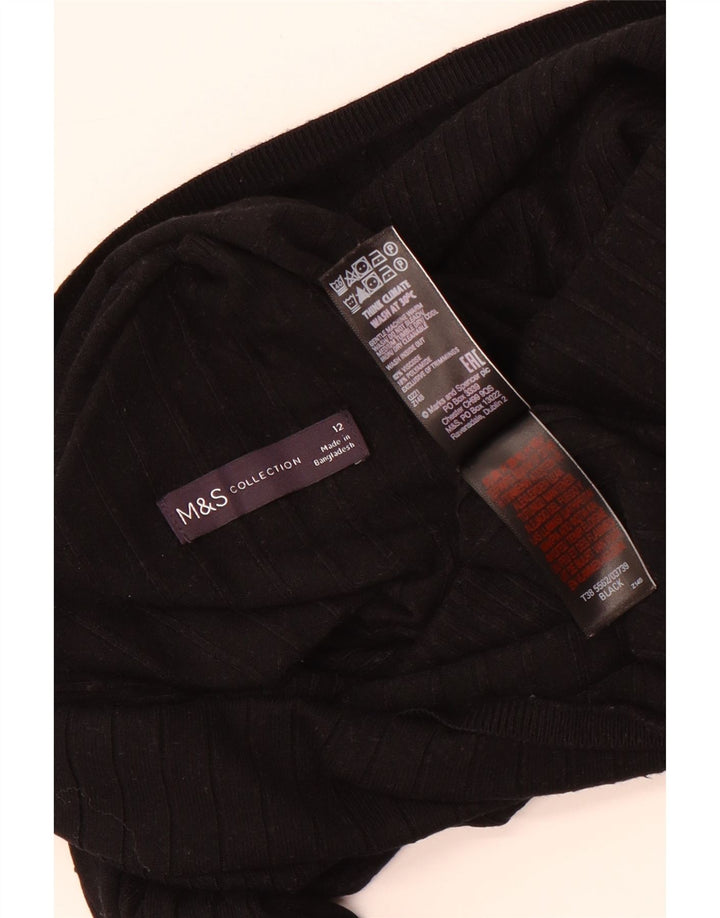 Marks & Spencer Womens Crop Turtle Neck Jumper Sweater UK 12 Medium Black