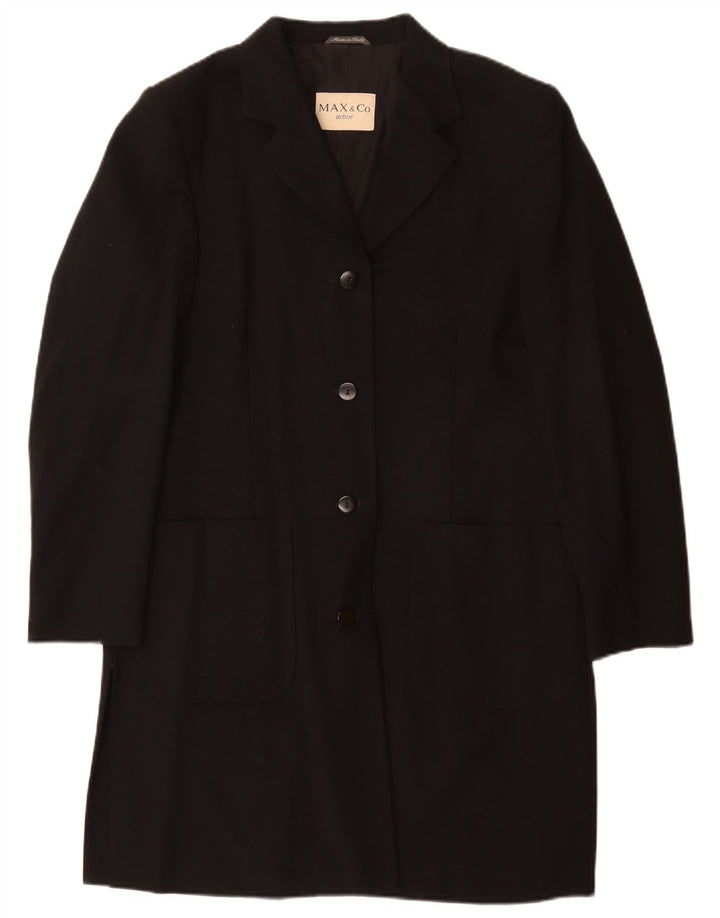Max & Co. Womens Overcoat UK 12 Medium Black Wool