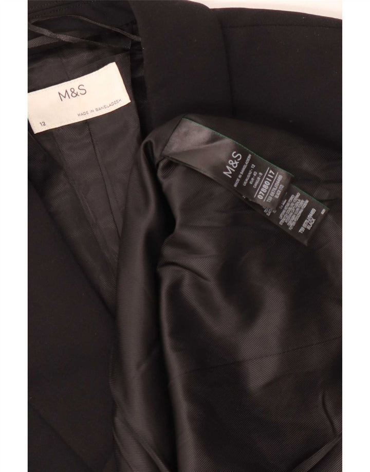 Marks & Spencer Womens 1 Button Blazer Jacket UK 12 Medium Black Polyester