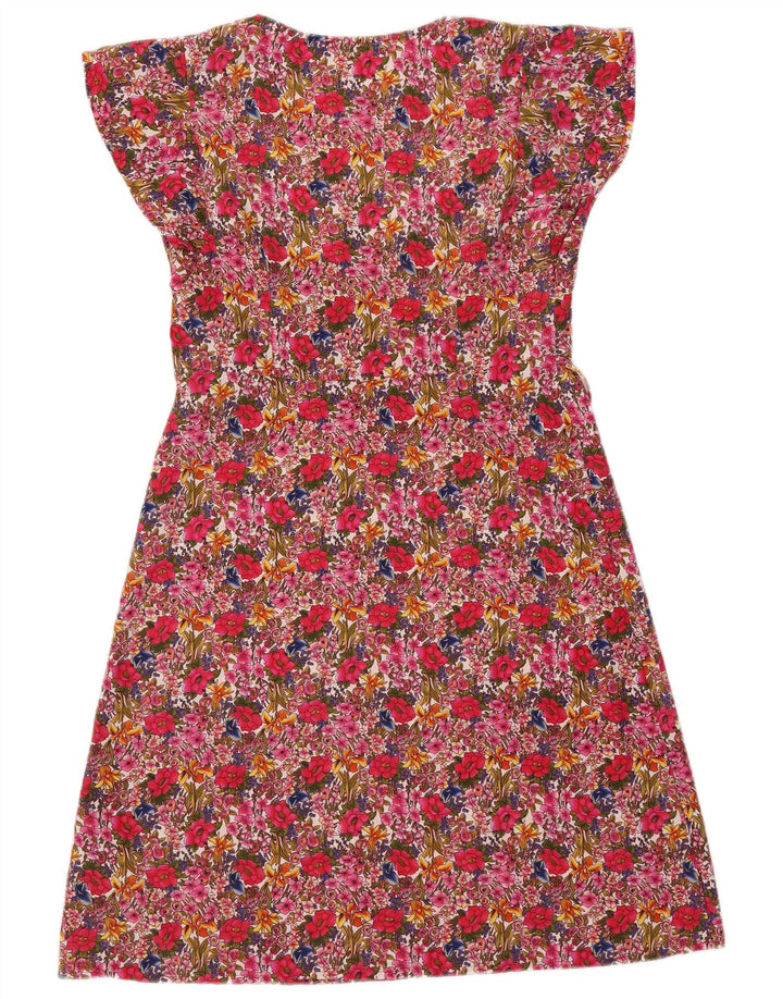 Marks & Spencer Womens A-Line Dress UK 10 Small Pink Floral Polyester
