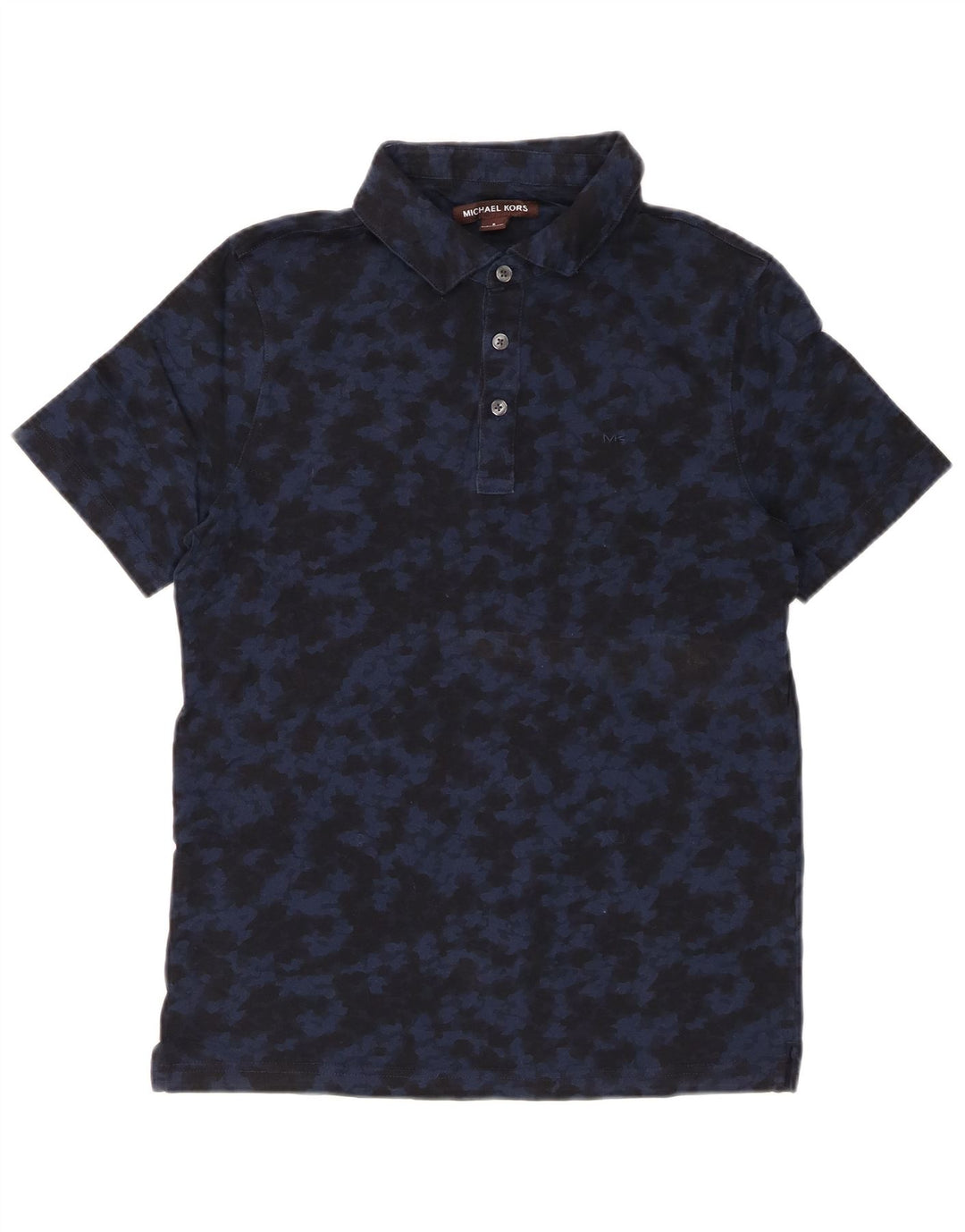MICHAEL KORS Mens Polo Shirt Small Navy Blue Camouflage Cotton