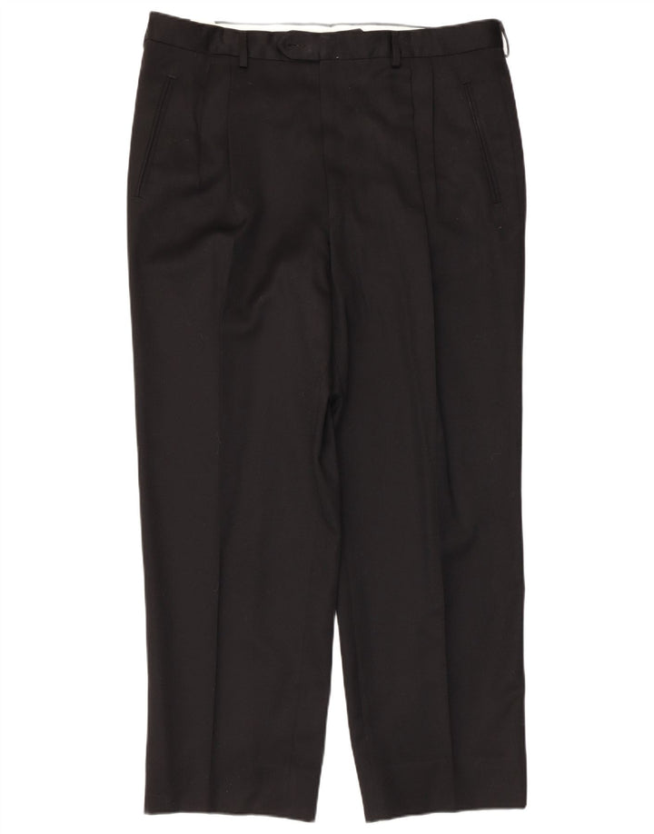 Daniel Hechter Mens Pegged Suit Trousers IT 56 3XL W38 L28 Black Wool