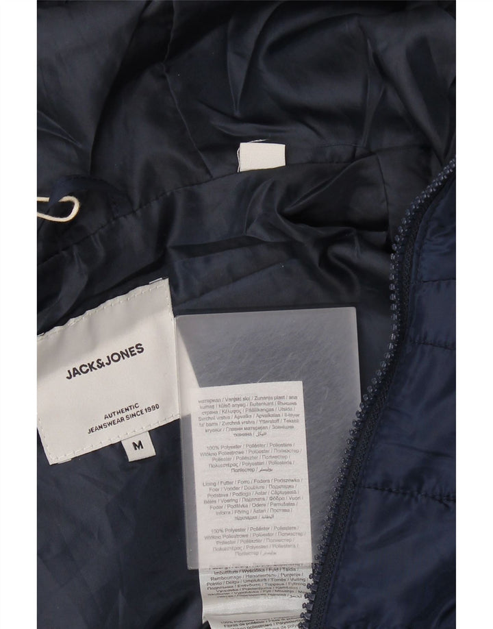 JACK & JONES Mens Hooded Padded Jacket UK 38 Medium Navy Blue Polyester