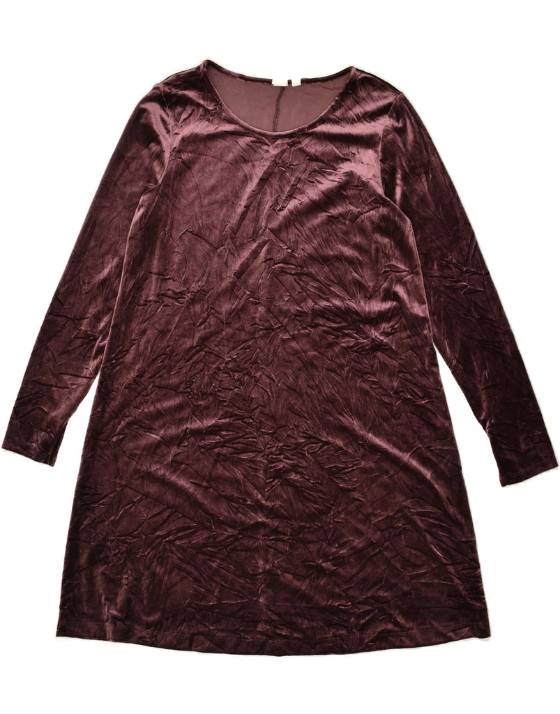 GAP Womens Velvet A-Line Dress UK 14 Large Maroon Polyester | Vintage Gap | Thrift | Second-Hand Gap | Used Clothing | Messina Hembry 