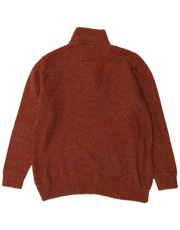 Timberland Mens Zip Neck Jumper Sweater 3XL Brown Flecked Lambswool
