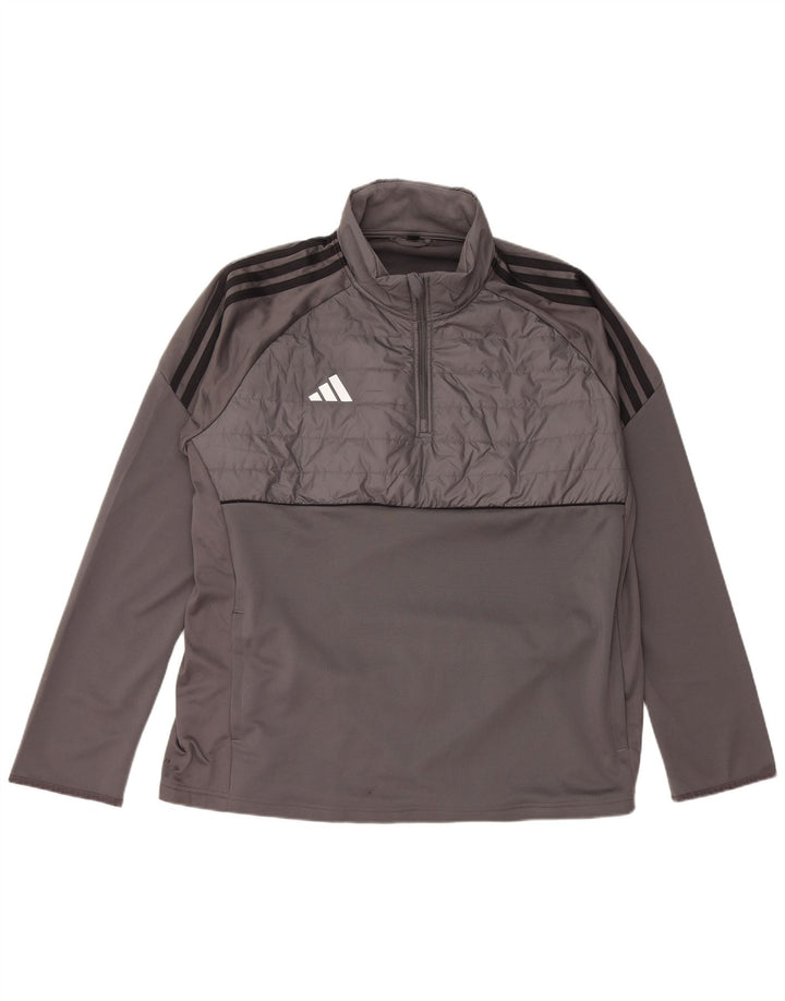 Adidas Mens Aeroready Zip Neck Pullover Tracksuit Top XL Grey Polyester