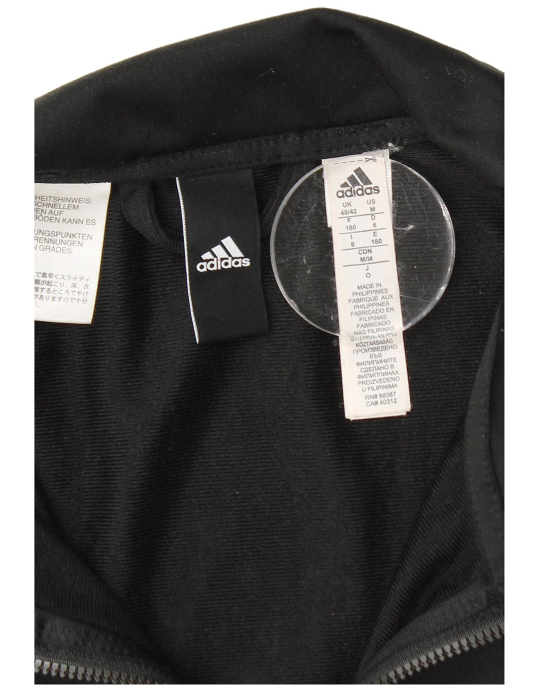 Adidas Mens Tracksuit Top Jacket UK 40/42 Medium Black Colourblock