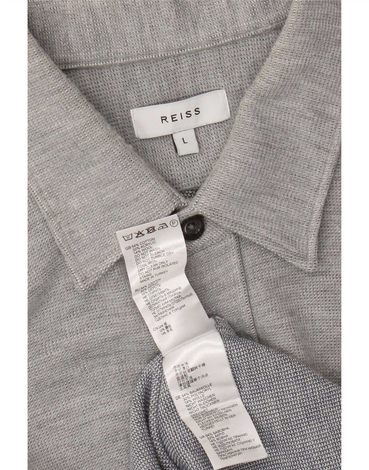 Reiss Mens Shirt Large Grey Flecked Cotton