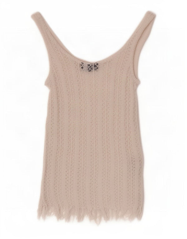 Topshop Womens See Through Vest Top UK 6 XS White Cotton