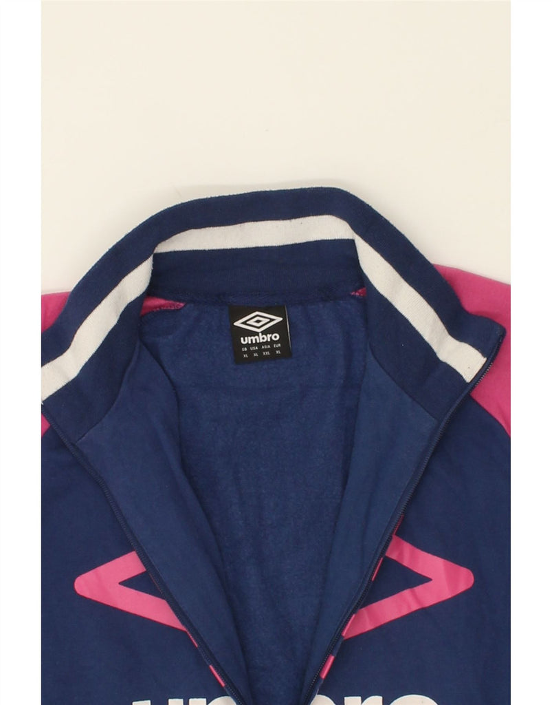 UMBRO Womens Graphic Tracksuit Top Jacket UK 18 XL Navy Blue Colourblock Vintage Umbro and Second-Hand Umbro from Messina Hembry 