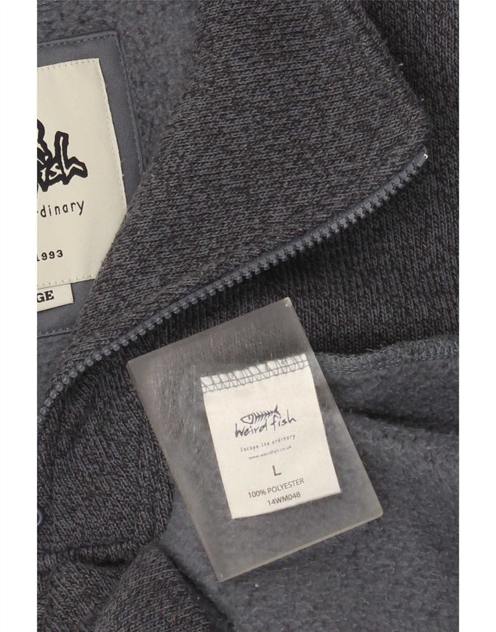 Weird Fish Mens Zip Neck Sweatshirt Jumper Large Grey Flecked Polyester