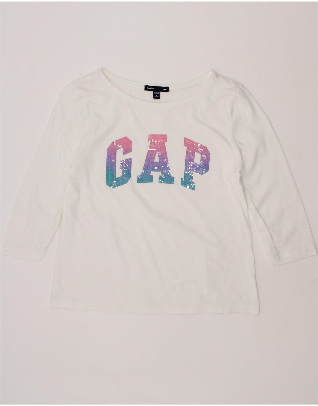 GAP Girls Graphic Top Long Sleeve 6-7 Years Small White Cotton Vintage Gap and Second-Hand Gap from Messina Hembry 