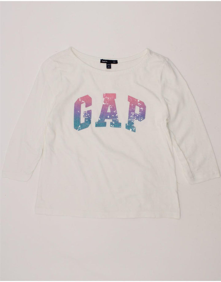 GAP Girls Graphic Top Long Sleeve 6-7 Years Small White Cotton Vintage Gap and Second-Hand Gap from Messina Hembry 