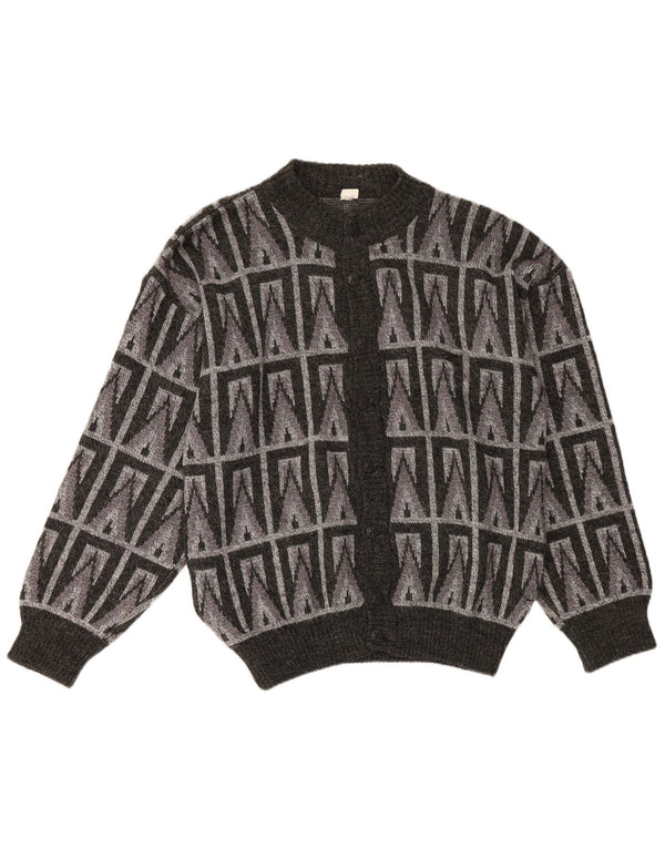 Vintage Mens Cardigan Sweater IT 54 XL Grey Geometric Wool