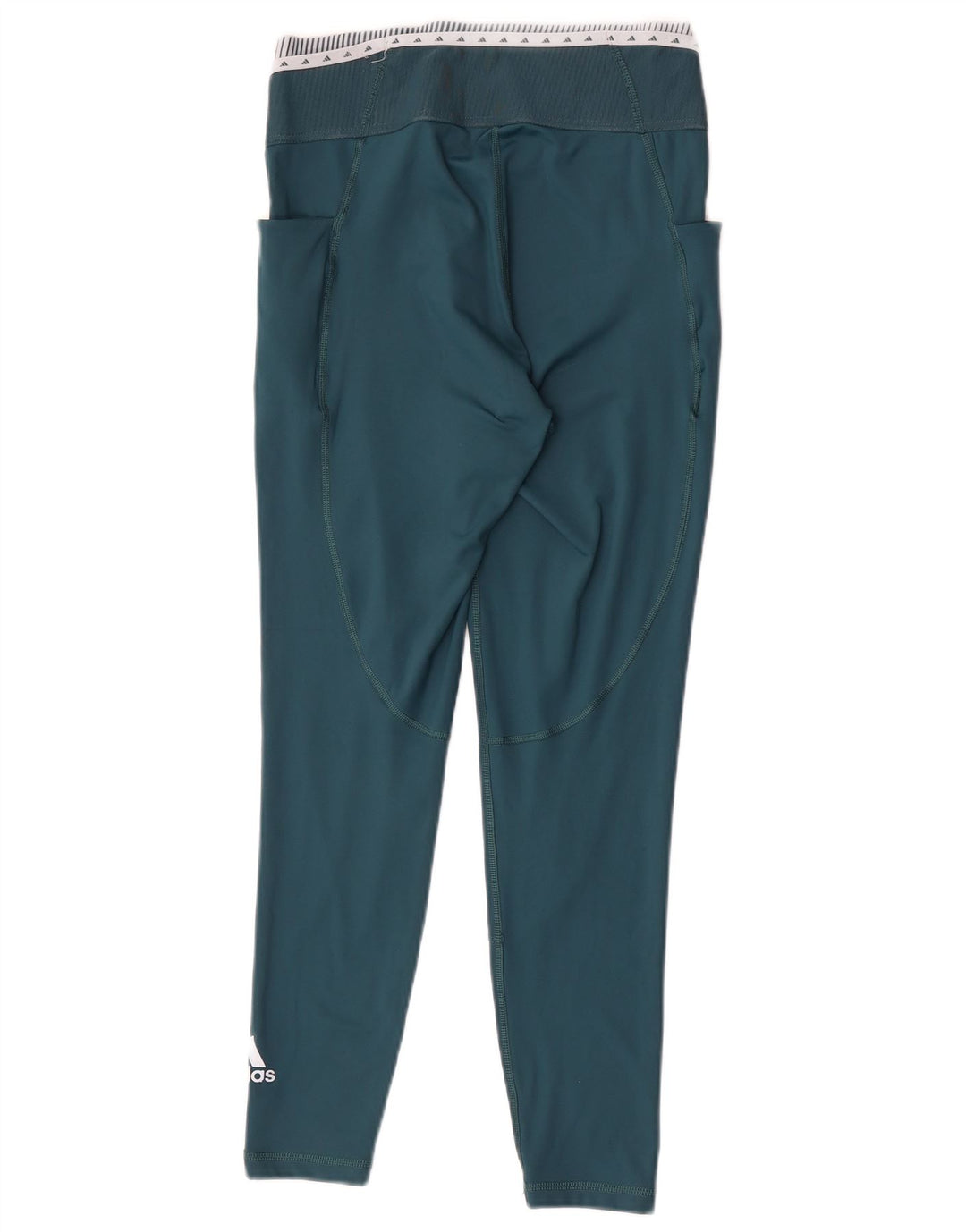 Adidas Womens Graphic Leggings UK 12/14 Medium Green Colourblock Polyester