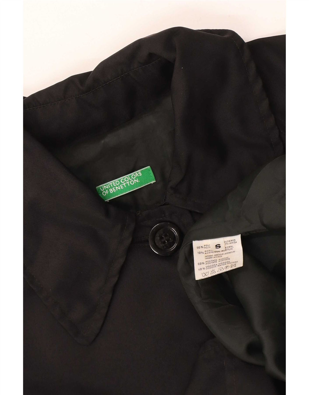 Benetton Womens Oversized Overcoat UK 10 Small Black Polyamide
